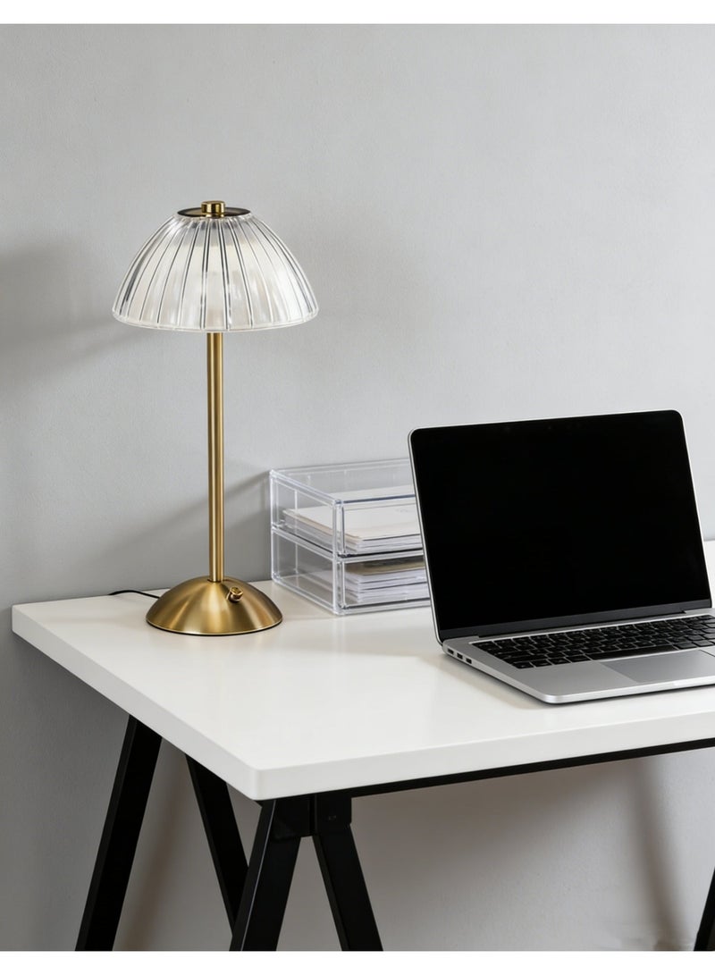 مصباح طاولة LED يعمل باللمس - قابل لإعادة الشحن عبر منفذ USB ولاسلكي - مع إضاءة قابلة للتعتيم بثلاثة ألوان، تصميم معدني عصري بسيط، إضاءة أجواء عتيقة لتزيين المنزل، غرفة النوم، ضوء ليلي، فكرة هدية (15 × 15 × 32 سم) - Image 4